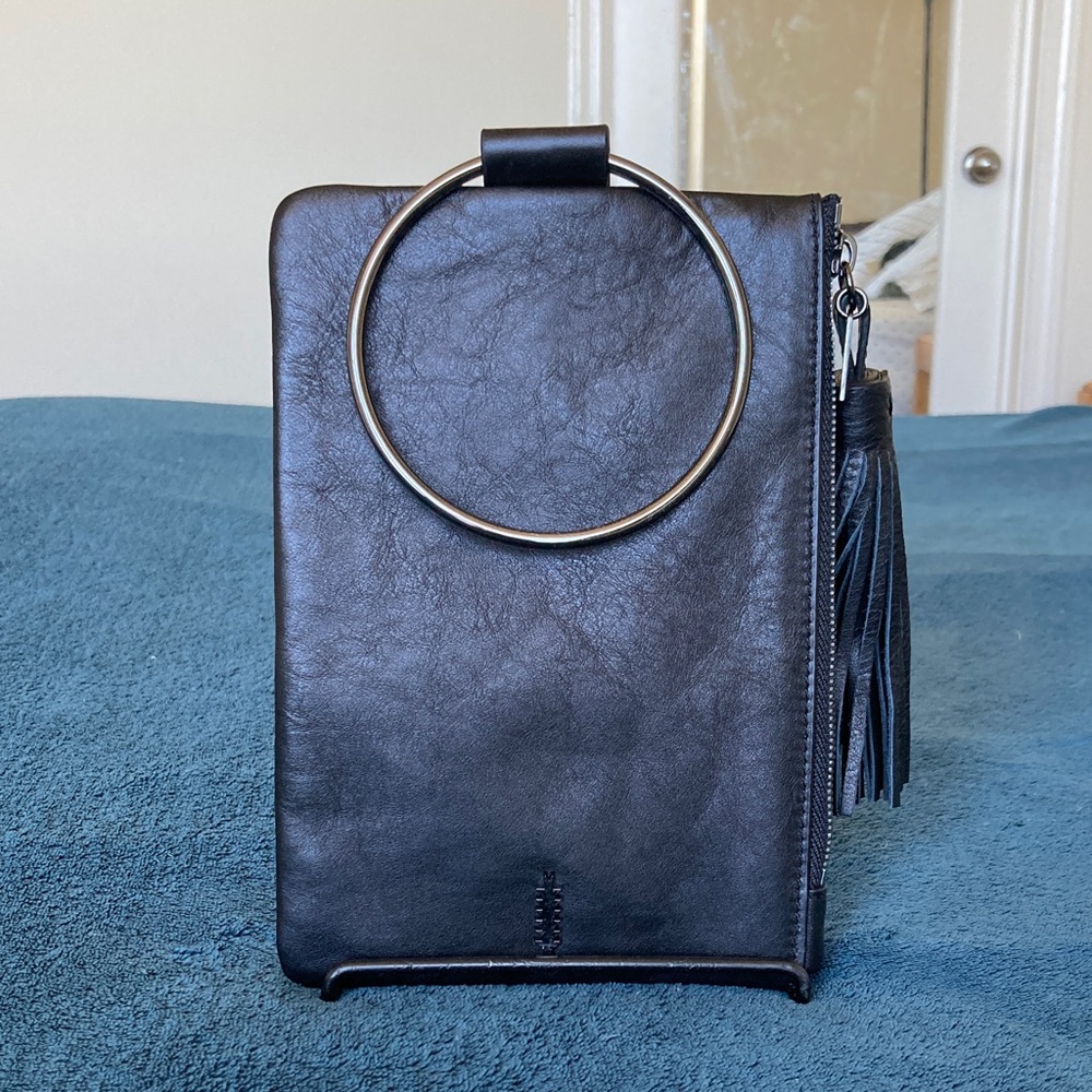 Thacker Nolita Ring Handle Leather Clutch in black